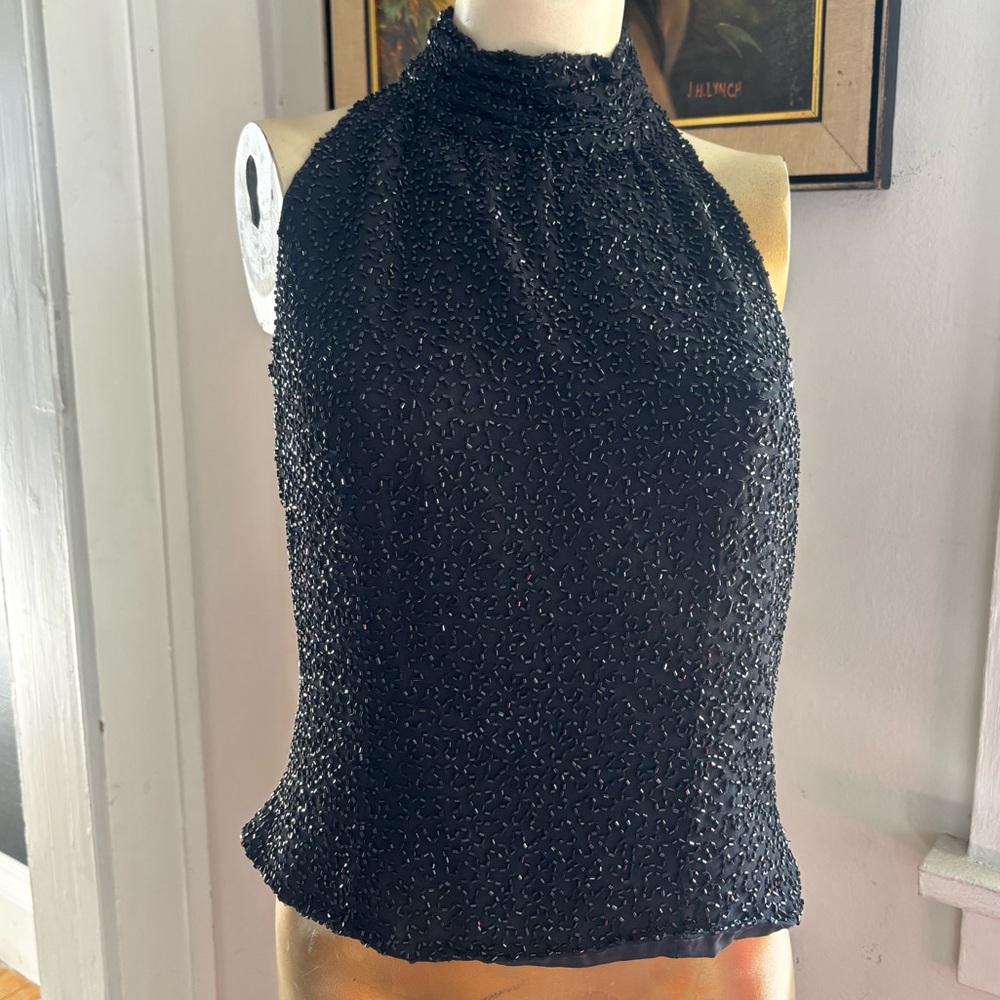 Vintage Marina 100% Silk Fully Beaded Top